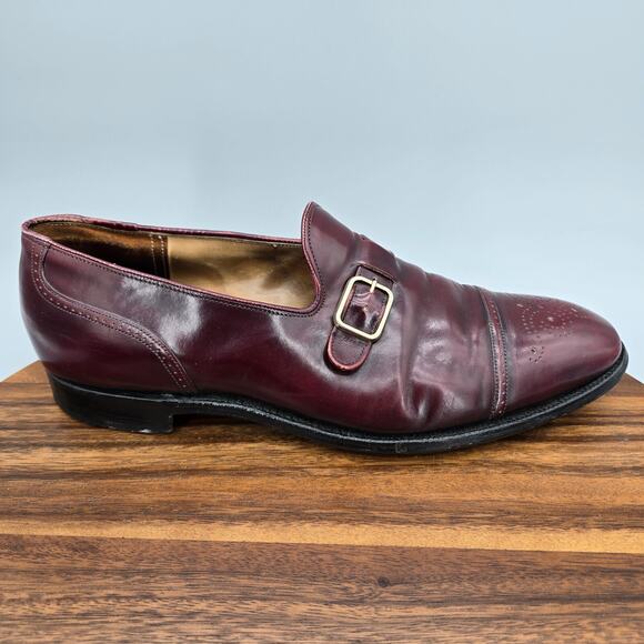 Church's Other - Church's Loafers Men's 10.5 US 9.5 UK C Burgundy Leather Buckle Cap Toe Shoes